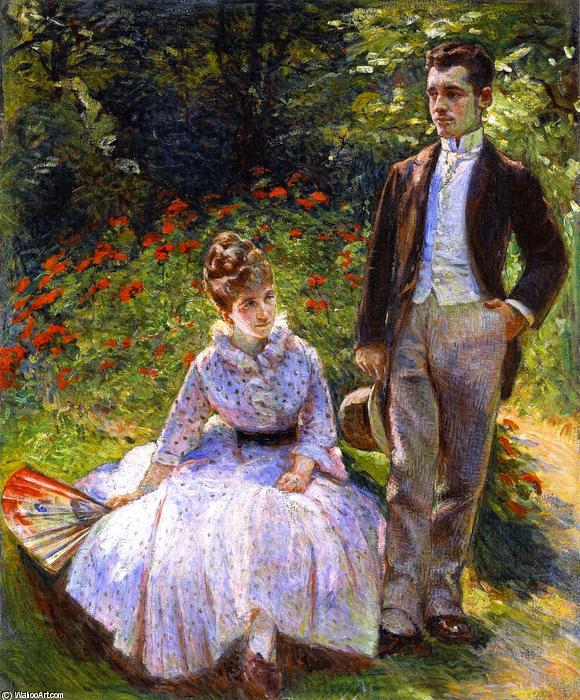 Wikioo.org - The Encyclopedia of Fine Arts - Painting, Artwork by Marie Bracqemond - Pierre and His Aunt Louise in the Garden