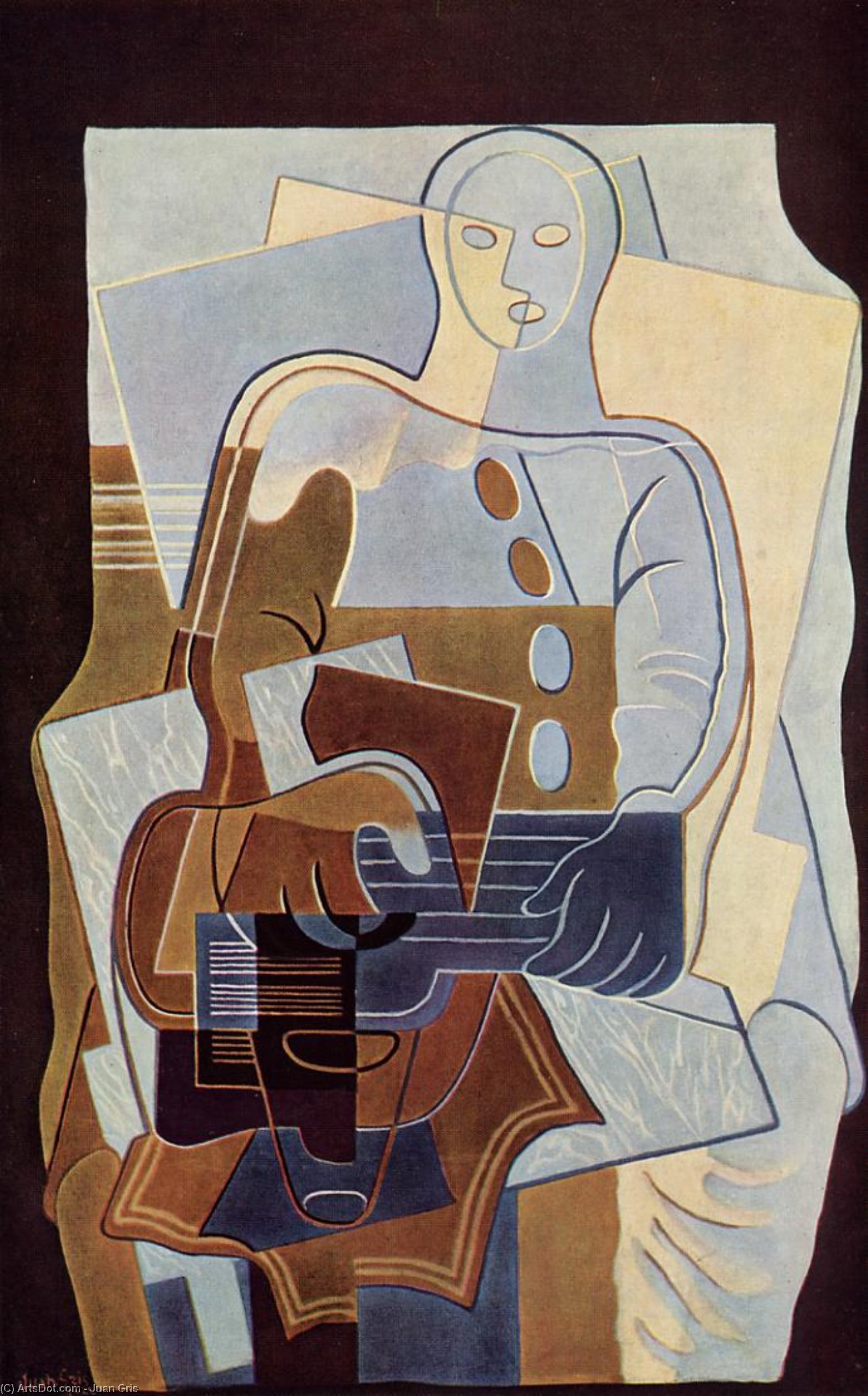 Wikioo.org - The Encyclopedia of Fine Arts - Painting, Artwork by Juan Gris - Pierrot with Guitar