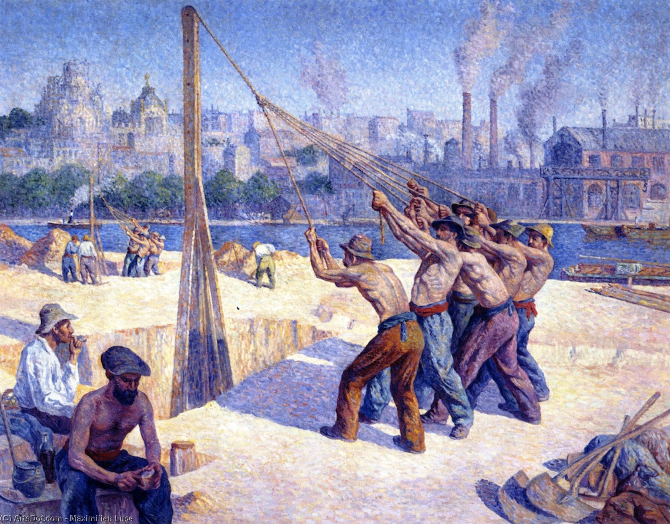 Wikioo.org - The Encyclopedia of Fine Arts - Painting, Artwork by Maximilien Luce - The Pile Drivers
