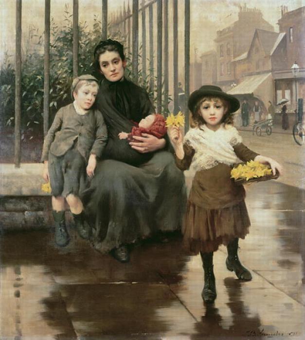Wikioo.org - The Encyclopedia of Fine Arts - Painting, Artwork by Thomas Benjamin Kennington - The Pinch of poverty