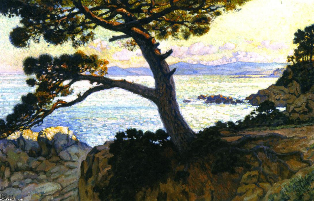 Wikioo.org - The Encyclopedia of Fine Arts - Painting, Artwork by Theo Van Rysselberghe - Pine at La Fossette, Sunset