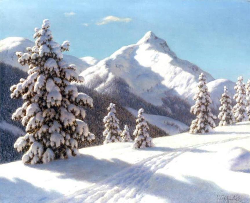 Wikioo.org - สารานุกรมวิจิตรศิลป์ - จิตรกรรม Ivan Fedorovich Choultse - Pines in the Snow