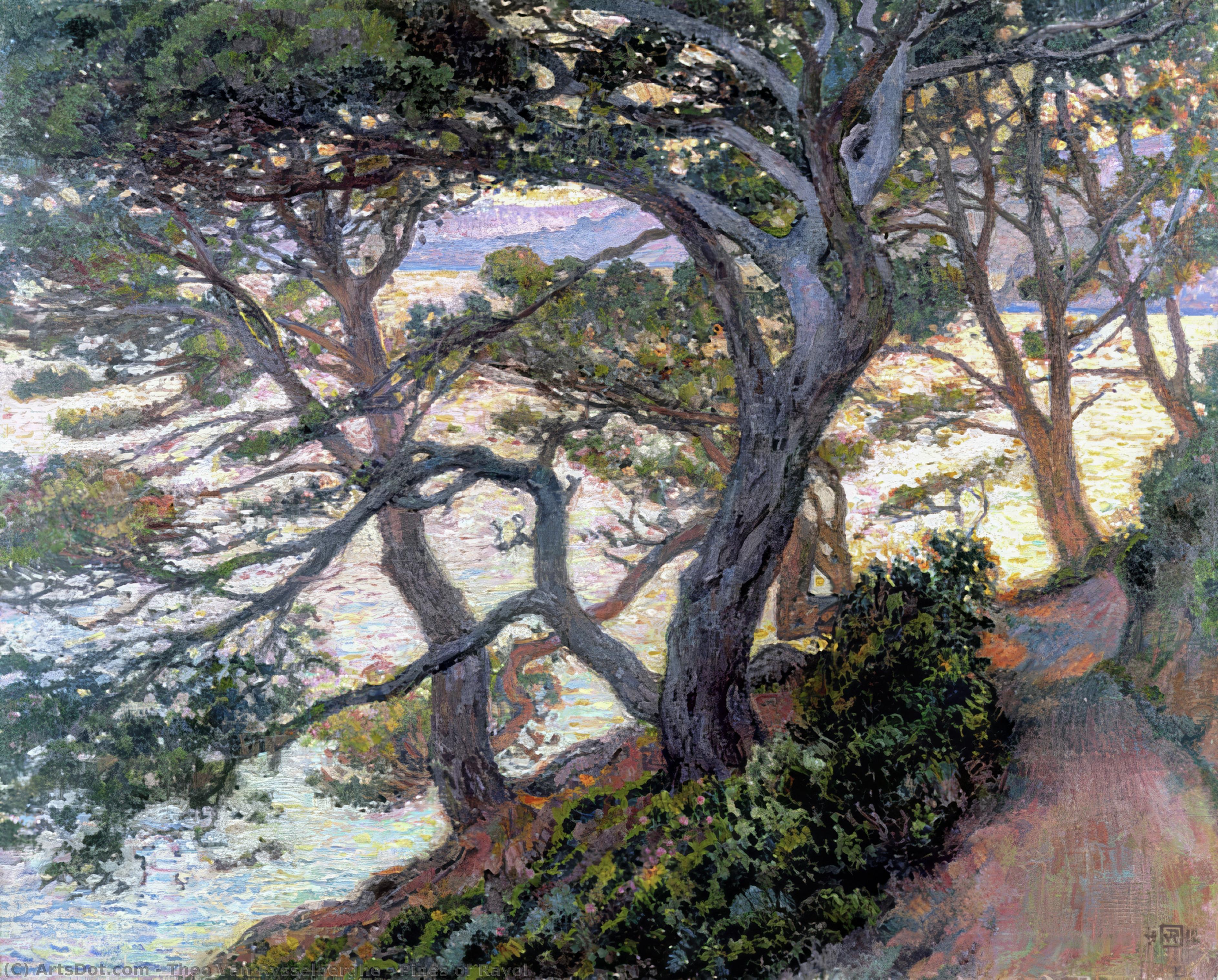 WikiOO.org - Encyclopedia of Fine Arts - Maleri, Artwork Theo Van Rysselberghe - Pines of Rayol