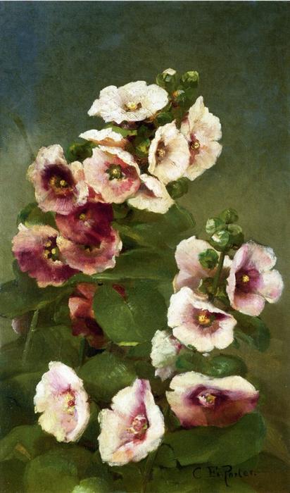 WikiOO.org - Encyclopedia of Fine Arts - Lukisan, Artwork Charles Ethan Porter - Pink Hollyhocks