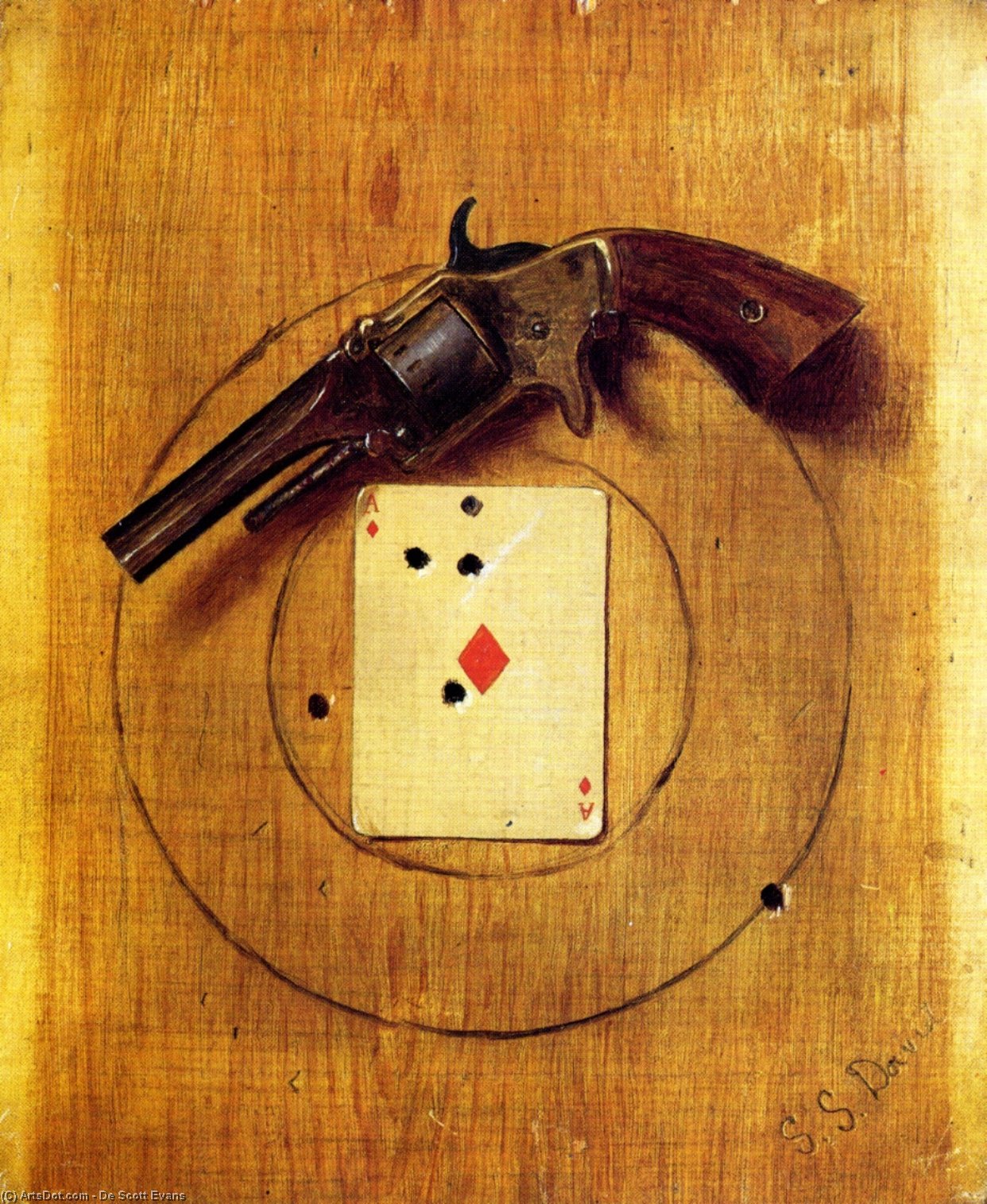 Wikioo.org - The Encyclopedia of Fine Arts - Painting, Artwork by De Scott Evans - Pistol and Ace