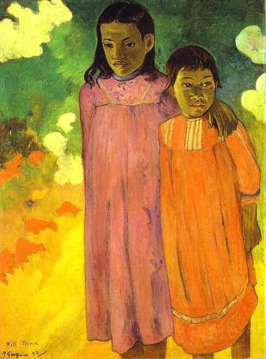 WikiOO.org - Güzel Sanatlar Ansiklopedisi - Resim, Resimler Paul Gauguin - Piti teina (also known as Two Sisters)