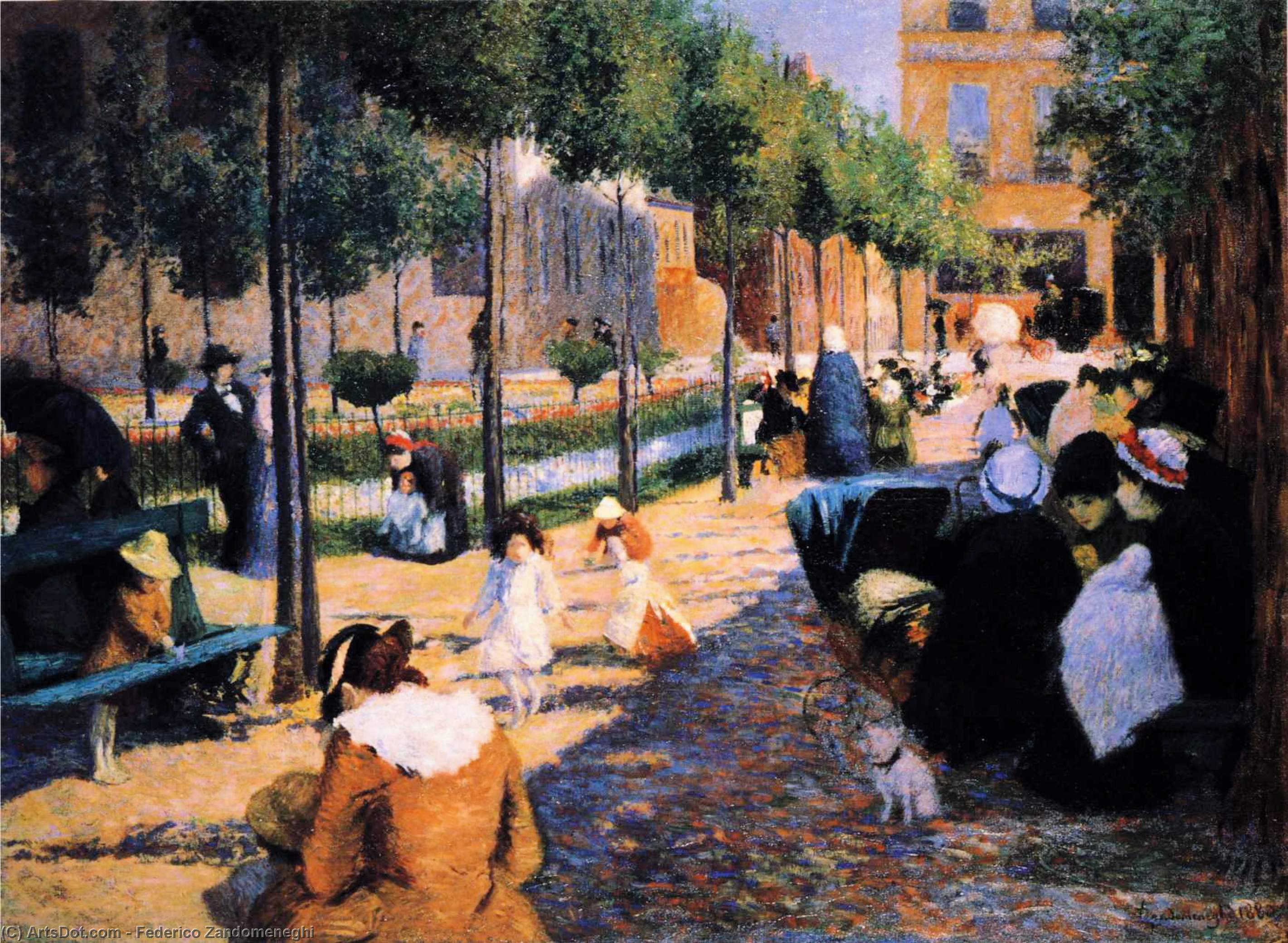 Wikioo.org - The Encyclopedia of Fine Arts - Painting, Artwork by Federico Zandomeneghi - Place d'Anvers, Paris