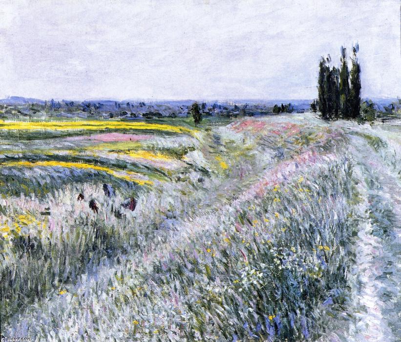 Wikioo.org - The Encyclopedia of Fine Arts - Painting, Artwork by Gustave Caillebotte - The Plain at Gennevilliers, Group of Poplars