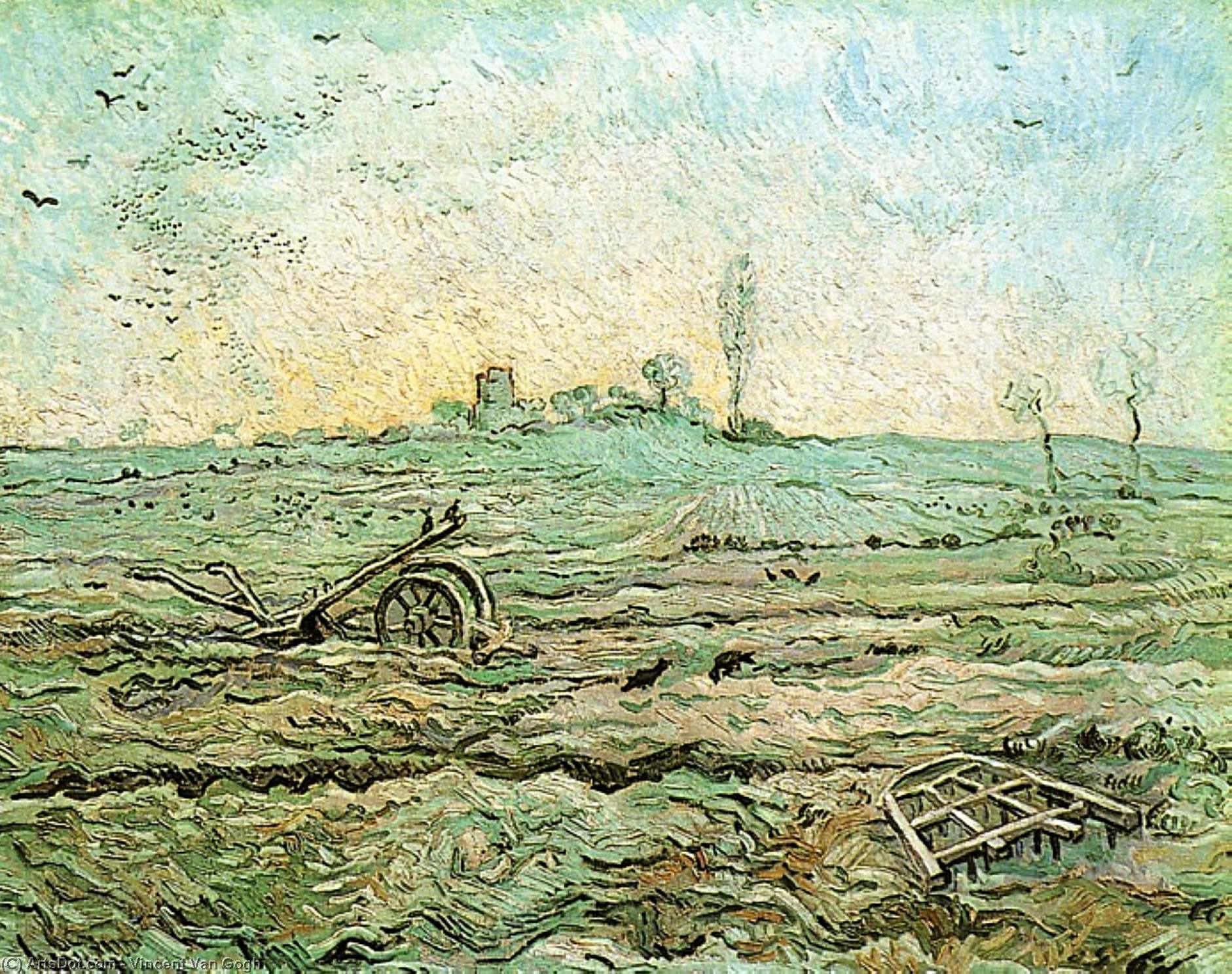 Wikioo.org – L'Enciclopedia delle Belle Arti - Pittura, Opere di Vincent Van Gogh - il Plough e le  Antartico  erpice  dietro  miglio