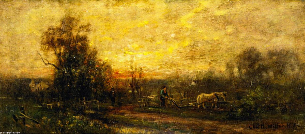 Wikioo.org - สารานุกรมวิจิตรศิลป์ - จิตรกรรม Charles Henry Miller - Plowing the Field at Sunset