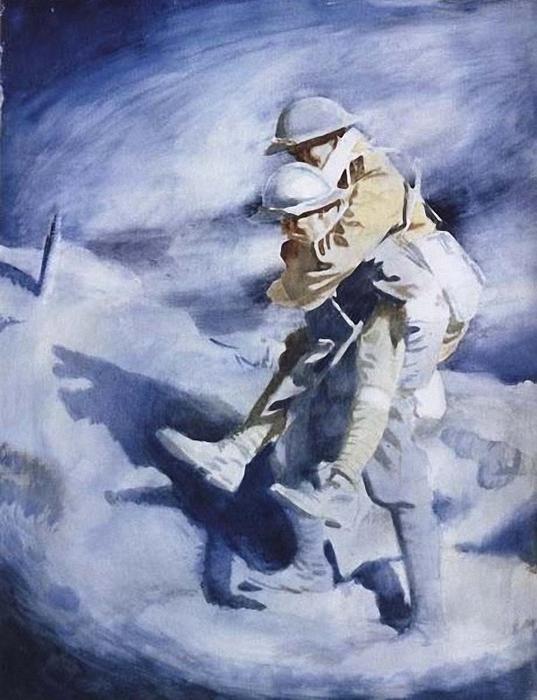 Wikioo.org - The Encyclopedia of Fine Arts - Painting, Artwork by William Newenham Montague Orpen - Poilu and Tommy
