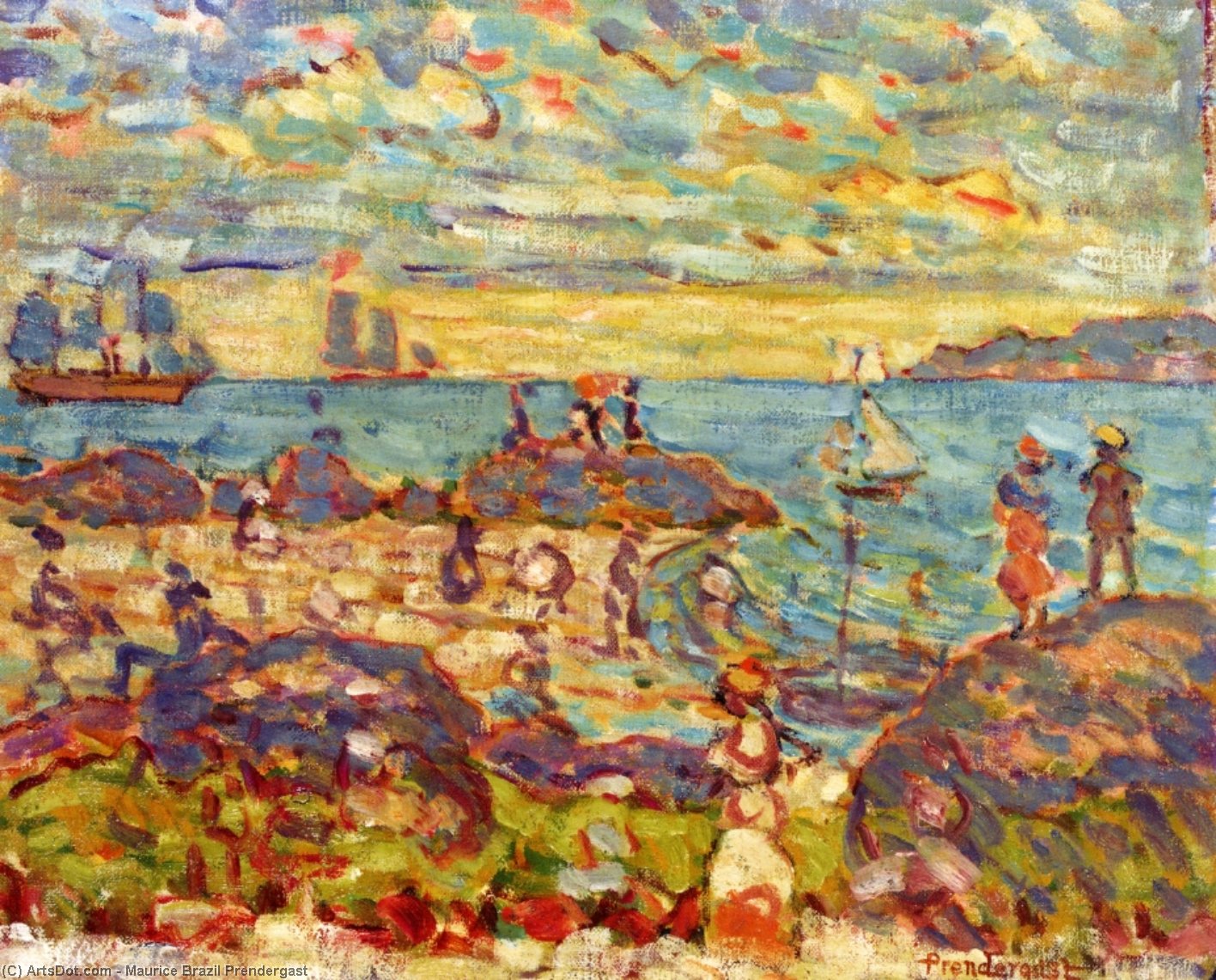 Wikioo.org - The Encyclopedia of Fine Arts - Painting, Artwork by Maurice Brazil Prendergast - The Point, Gloucester