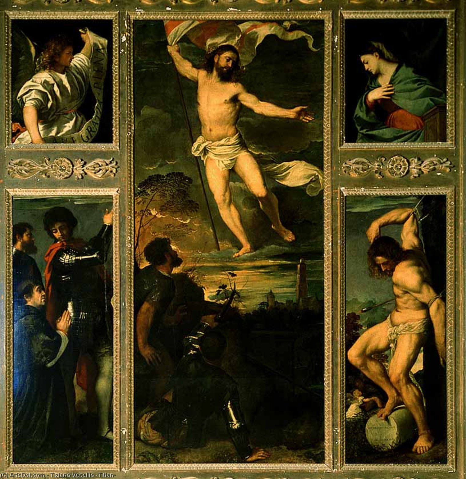 WikiOO.org - אנציקלופדיה לאמנויות יפות - ציור, יצירות אמנות Tiziano Vecellio (Titian) - Polyptych of the Resurrection