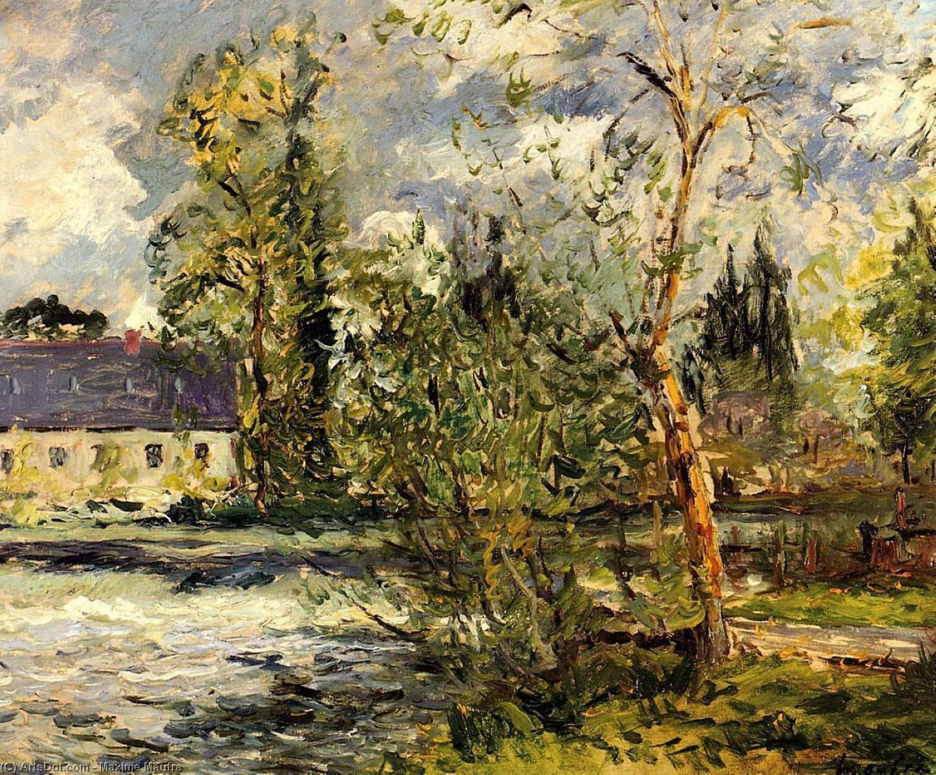 Wikioo.org - The Encyclopedia of Fine Arts - Painting, Artwork by Maxime Emile Louis Maufra - The Ponce Paper Factory on the Edge of the Sathe Woods