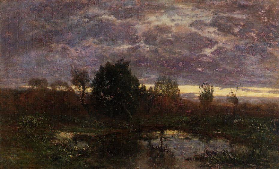 WikiOO.org - Encyclopedia of Fine Arts - Maleri, Artwork Eugène Louis Boudin - Pond at Sunset