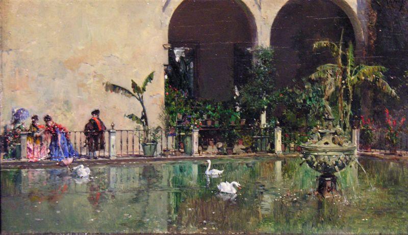 Wikioo.org - The Encyclopedia of Fine Arts - Painting, Artwork by Raimundo De Madrazo Y Garreta - Pond in the gardens of the Real Alcazar of Seville