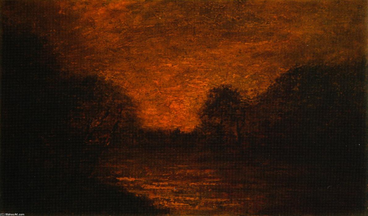 Wikioo.org - The Encyclopedia of Fine Arts - Painting, Artwork by Albert Pinkham Ryder - Pond in Moonlight