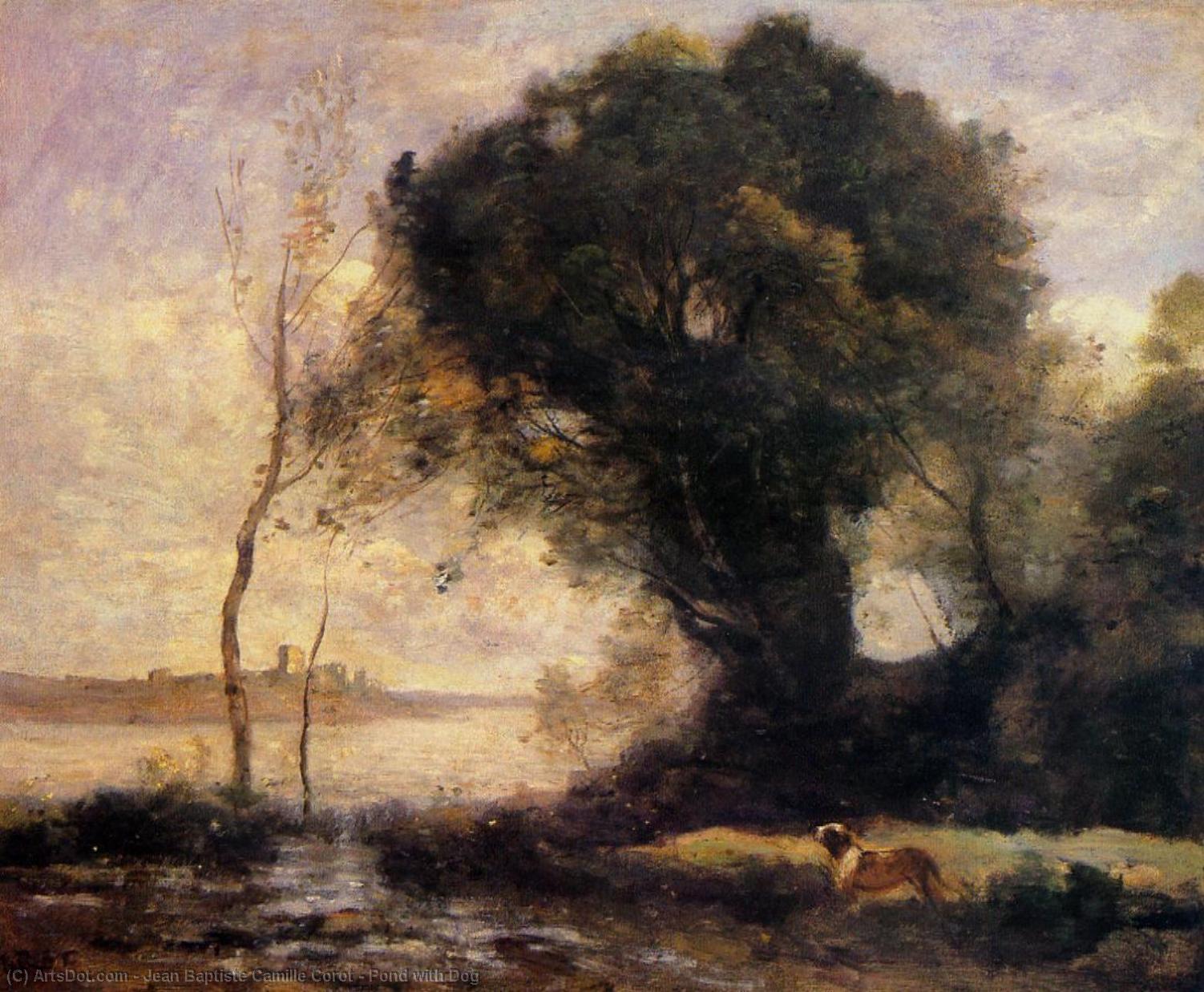 Wikioo.org - The Encyclopedia of Fine Arts - Painting, Artwork by Jean Baptiste Camille Corot - Pond with Dog