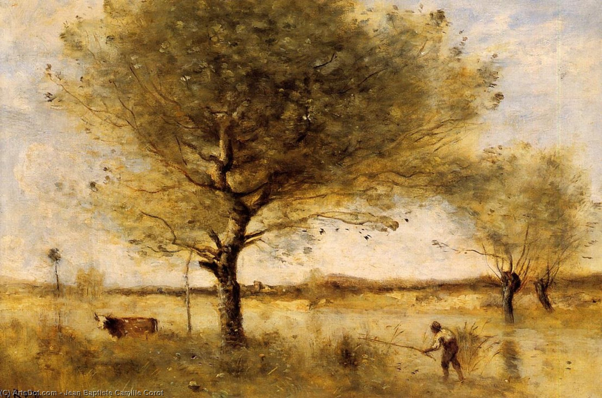 WikiOO.org - Güzel Sanatlar Ansiklopedisi - Resim, Resimler Jean Baptiste Camille Corot - Pond with a Large Tree
