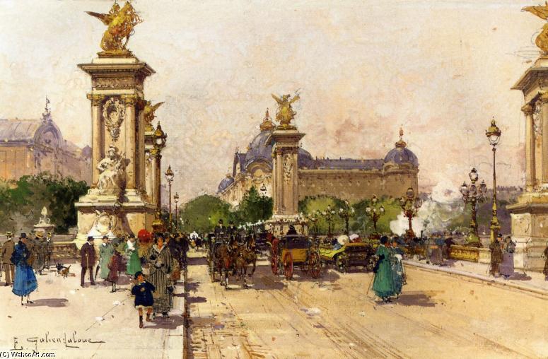 Wikioo.org - The Encyclopedia of Fine Arts - Painting, Artwork by Eugene Galien Laloue - The Pont Alexandre III and the Grand Palais