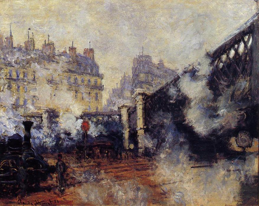 Wikioo.org - The Encyclopedia of Fine Arts - Painting, Artwork by Claude Monet - The Pont de l'Europe, Saint-Lazare Station