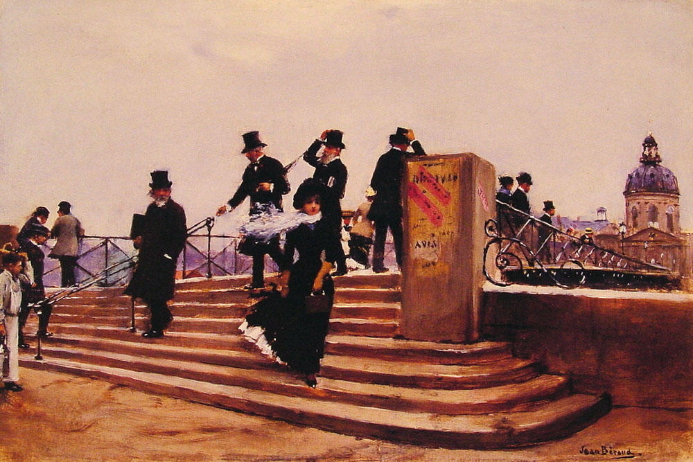 Wikioo.org - The Encyclopedia of Fine Arts - Painting, Artwork by Jean Georges Béraud - Pont des Arts (also known as Windy day)