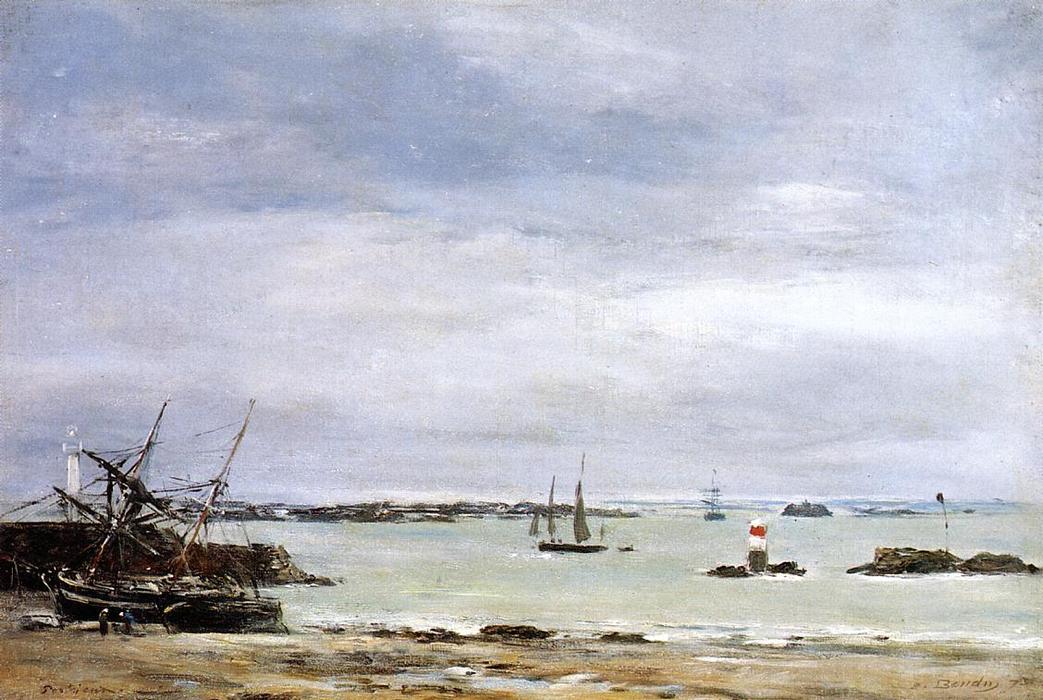 Wikioo.org - สารานุกรมวิจิตรศิลป์ - จิตรกรรม Eugène Louis Boudin - Pontreiux, the Port at Low Tide