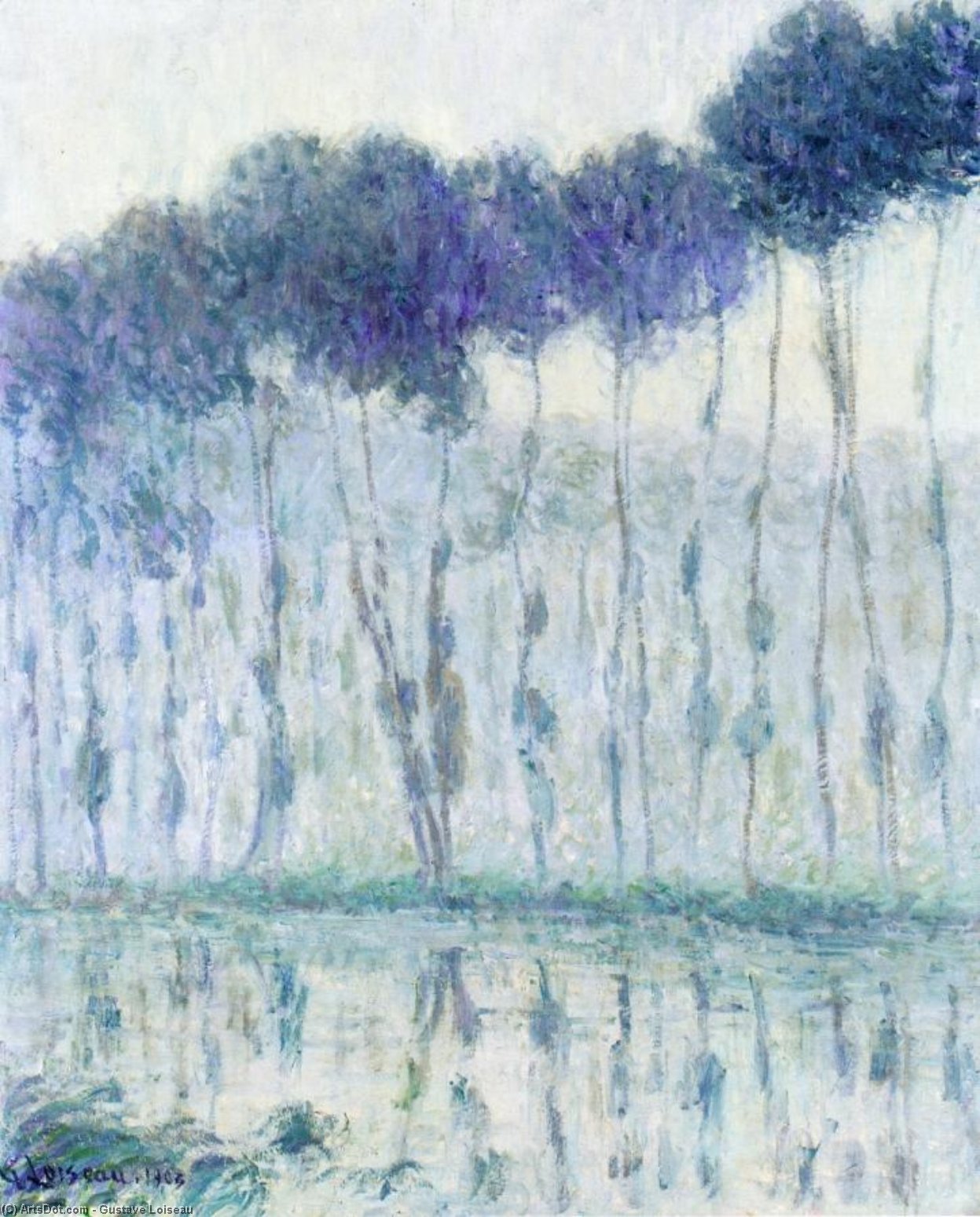 Wikioo.org - The Encyclopedia of Fine Arts - Painting, Artwork by Gustave Loiseau - Poplars on the Banks of the Eure