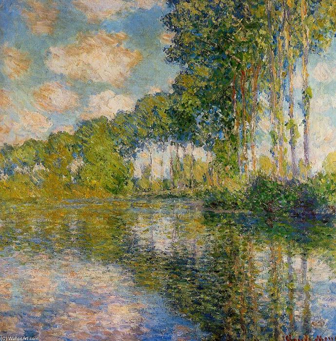 Wikoo.org - موسوعة الفنون الجميلة - اللوحة، العمل الفني Claude Monet - Poplars on the Banks of the River Epte