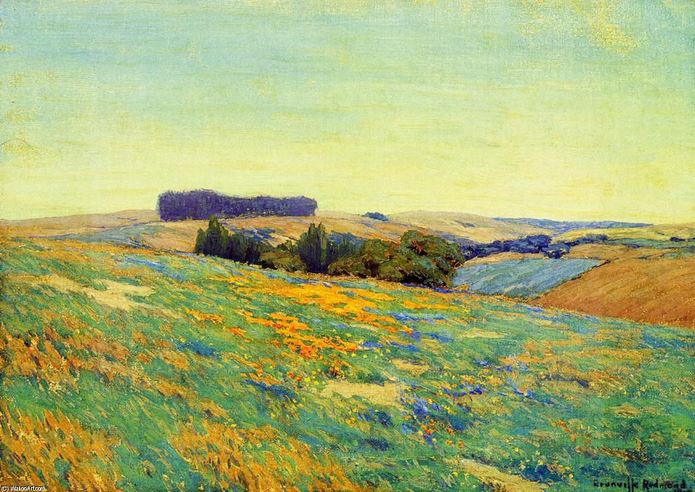 Wikioo.org - The Encyclopedia of Fine Arts - Painting, Artwork by Granville Redmond - Poppies and Lupine