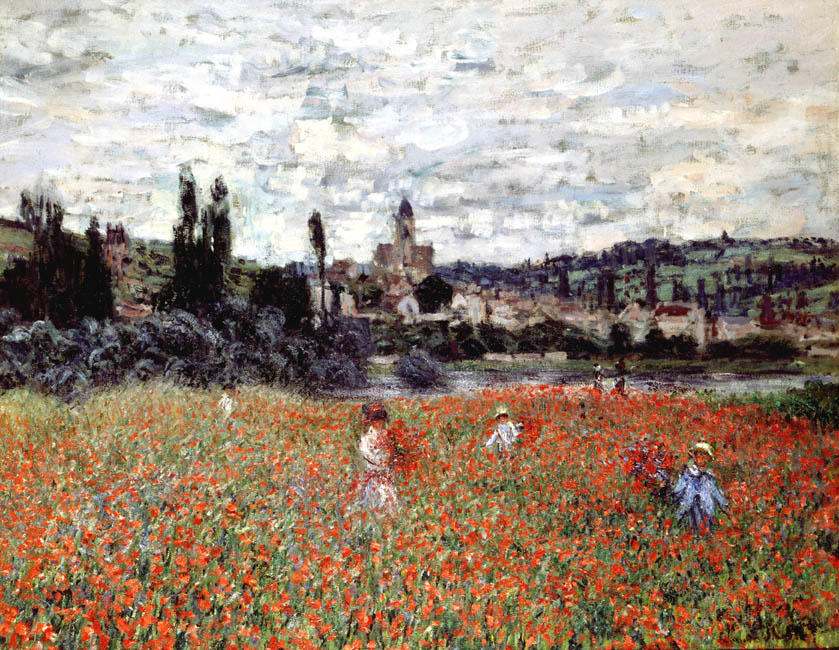 Wikioo.org - The Encyclopedia of Fine Arts - Painting, Artwork by Claude Monet - Poppies near Vetheuil