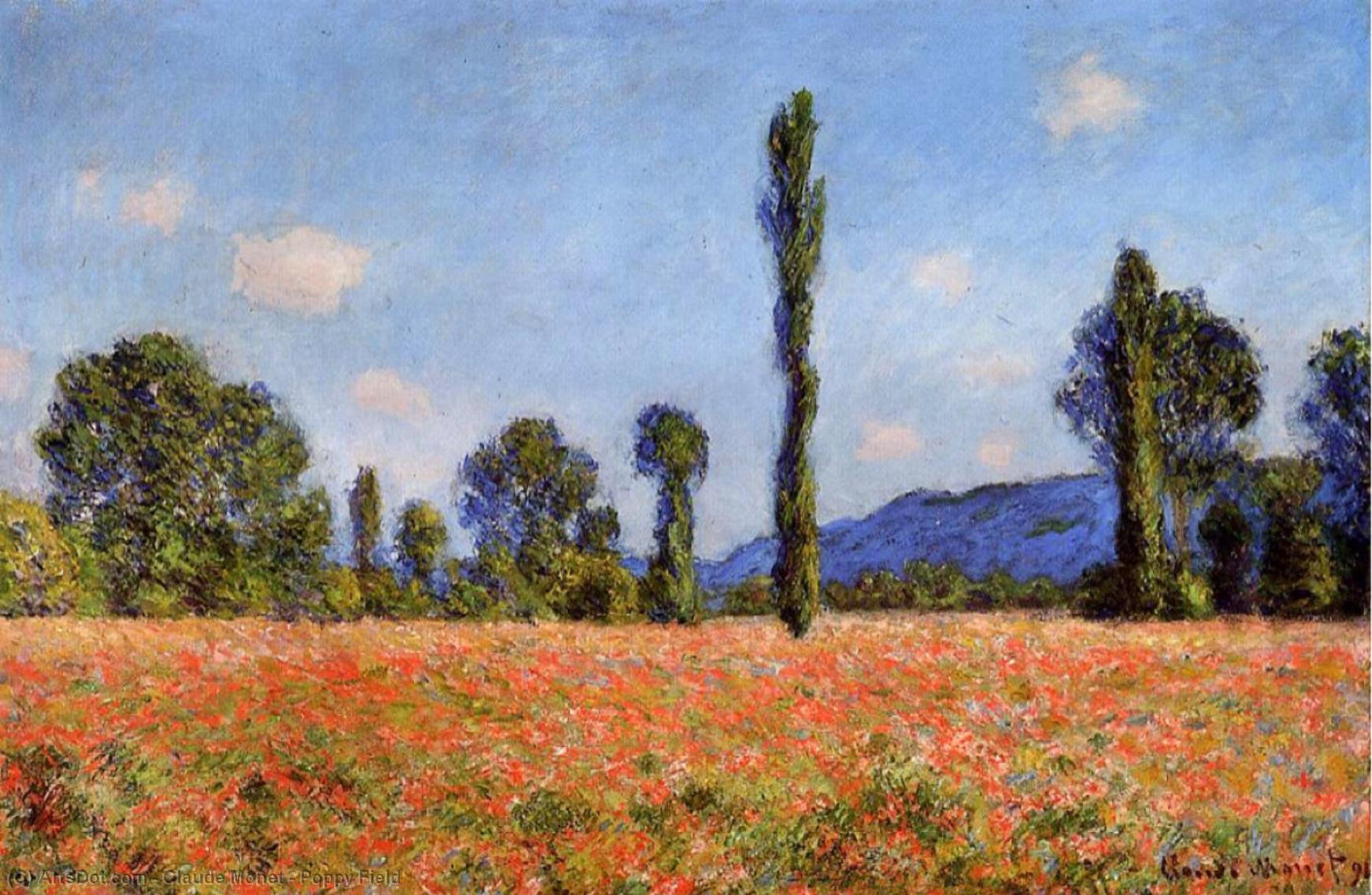 Wikoo.org - موسوعة الفنون الجميلة - اللوحة، العمل الفني Claude Monet - Poppy Field