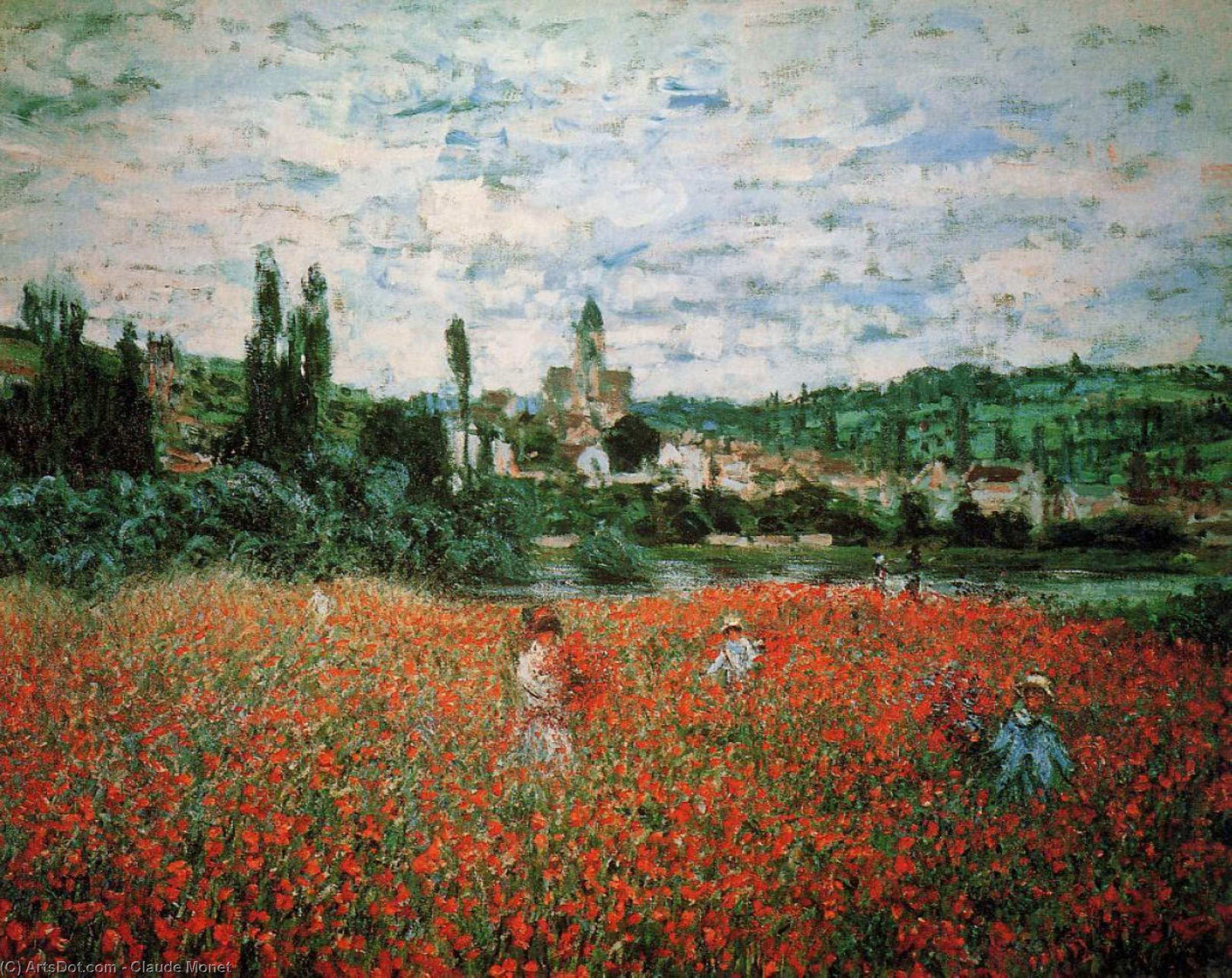 Wikioo.org - The Encyclopedia of Fine Arts - Painting, Artwork by Claude Monet - Poppy Field near Vetheuil