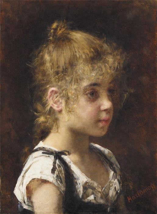 Wikioo.org - The Encyclopedia of Fine Arts - Painting, Artwork by Alexei Alexeievich Harlamoff - Portait of a Young Girl
