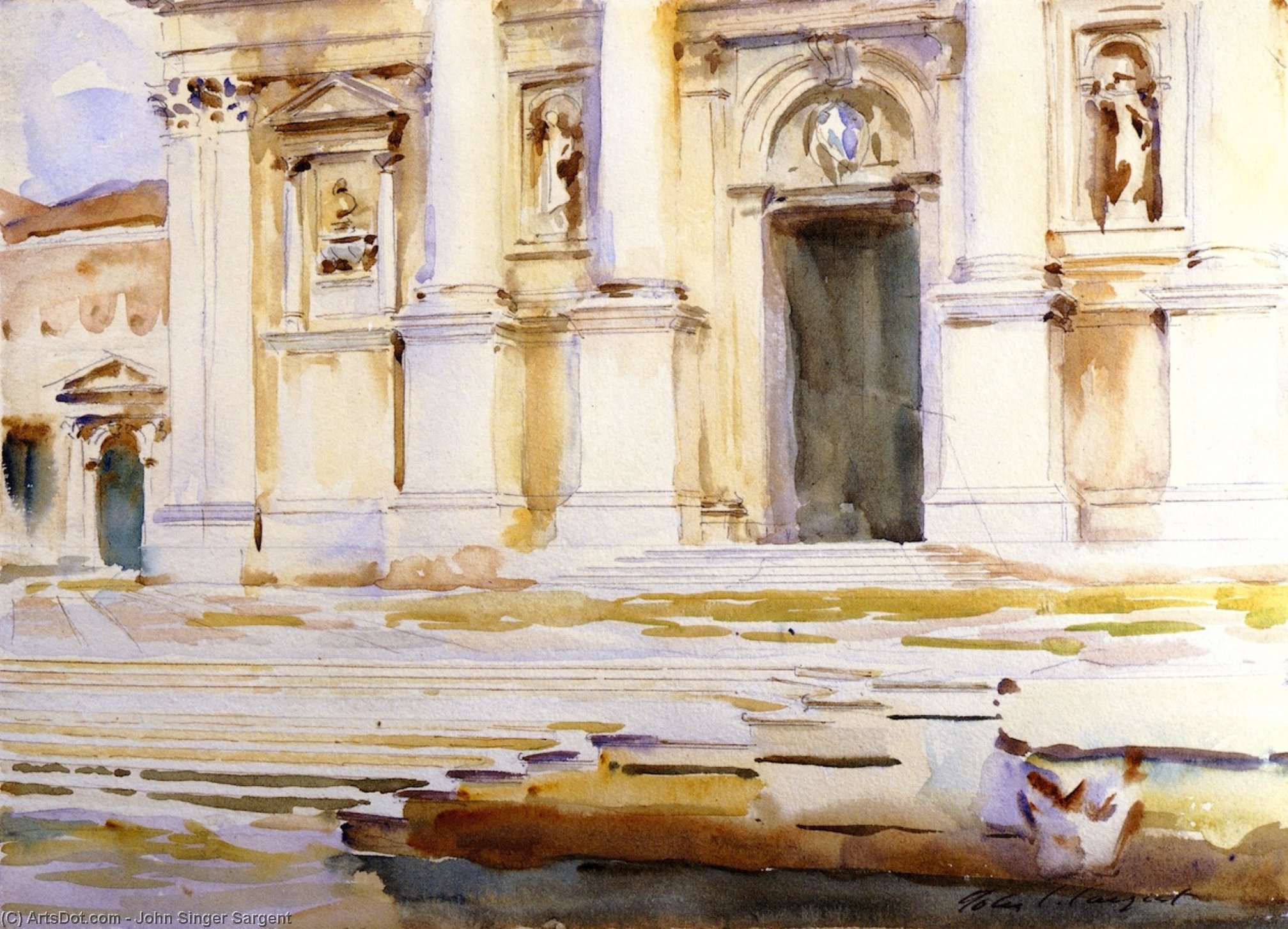 Wikioo.org - The Encyclopedia of Fine Arts - Painting, Artwork by John Singer Sargent - The Portal of San Giorgio Maggiore, Venice
