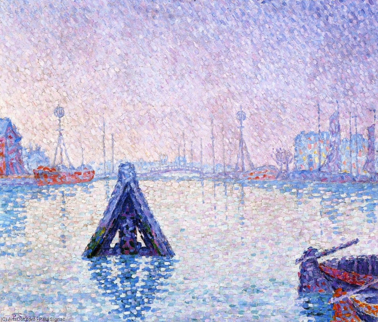 Wikioo.org - The Encyclopedia of Fine Arts - Painting, Artwork by Paul Signac - The Port at Vlissingen, Boats and Lighthouses