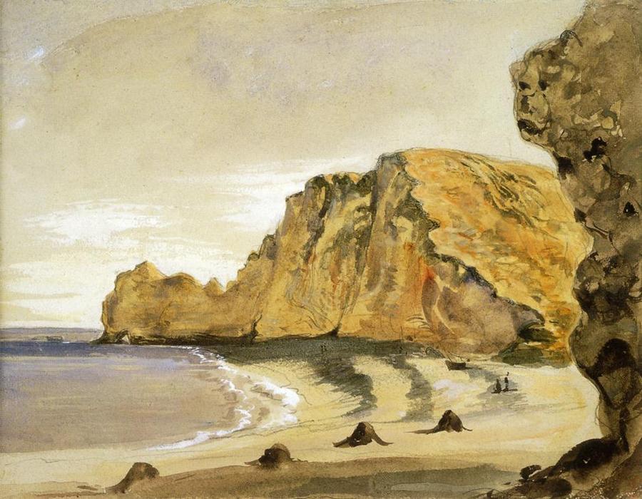 Wikioo.org - The Encyclopedia of Fine Arts - Painting, Artwork by Eugène Delacroix - The Porte d'Amont, Etretat