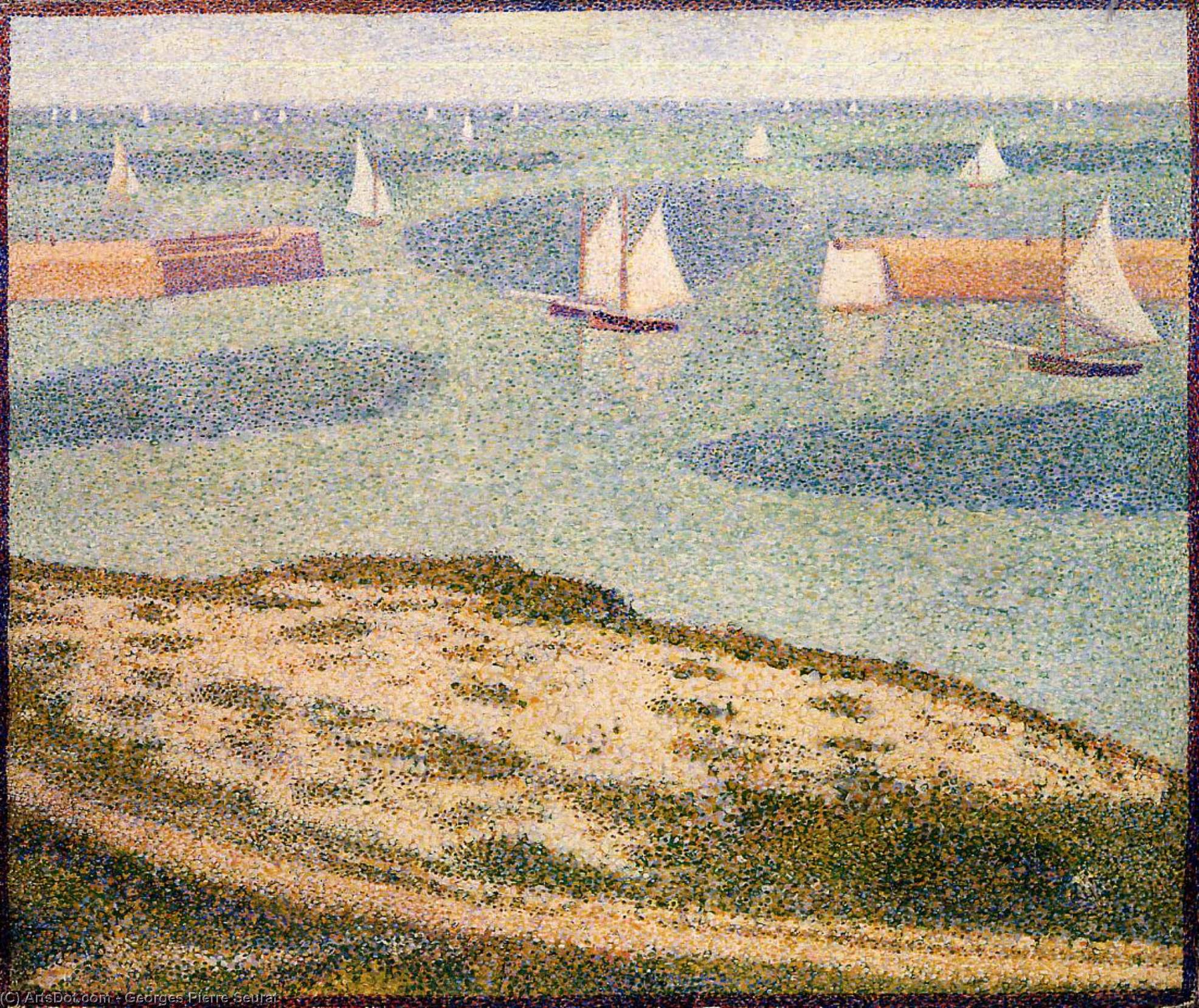 Wikioo.org - The Encyclopedia of Fine Arts - Painting, Artwork by Georges Pierre Seurat - Port-en-Bessin, Entrance to the Outer Harbor