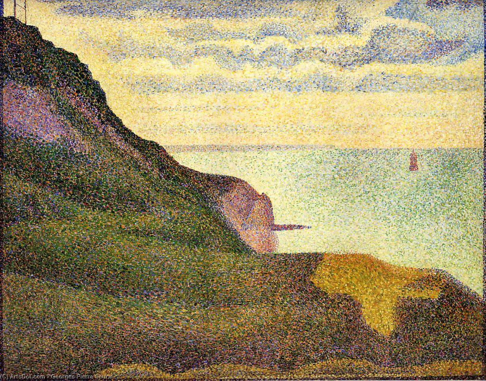 Wikioo.org - The Encyclopedia of Fine Arts - Painting, Artwork by Georges Pierre Seurat - Port-en-Bessin, the Semaphore and Cliffs
