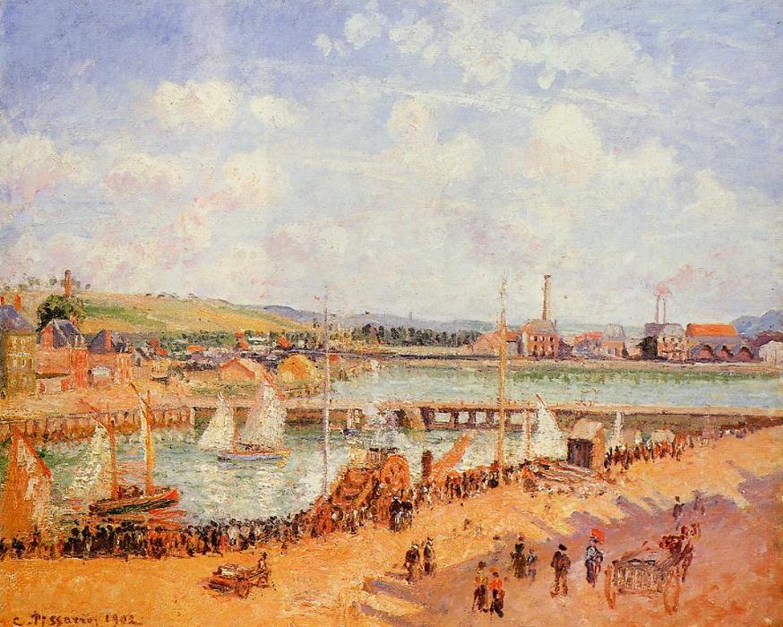WikiOO.org - Encyclopedia of Fine Arts - Schilderen, Artwork Camille Pissarro - The Port of Dieppe, the Dunquesne and Berrigny Basins: High Tide, Sunny Afternoon