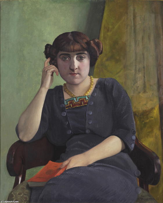 Wikioo.org - The Encyclopedia of Fine Arts - Painting, Artwork by Felix Vallotton - Portrait de jeune femme en robe de velour