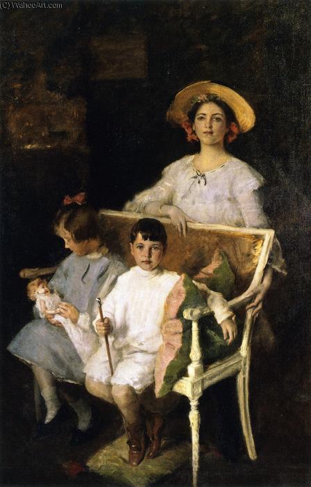 Wikioo.org - The Encyclopedia of Fine Arts - Painting, Artwork by William Merritt Chase - Portrait Group (Dorothy, Helen and Bob)