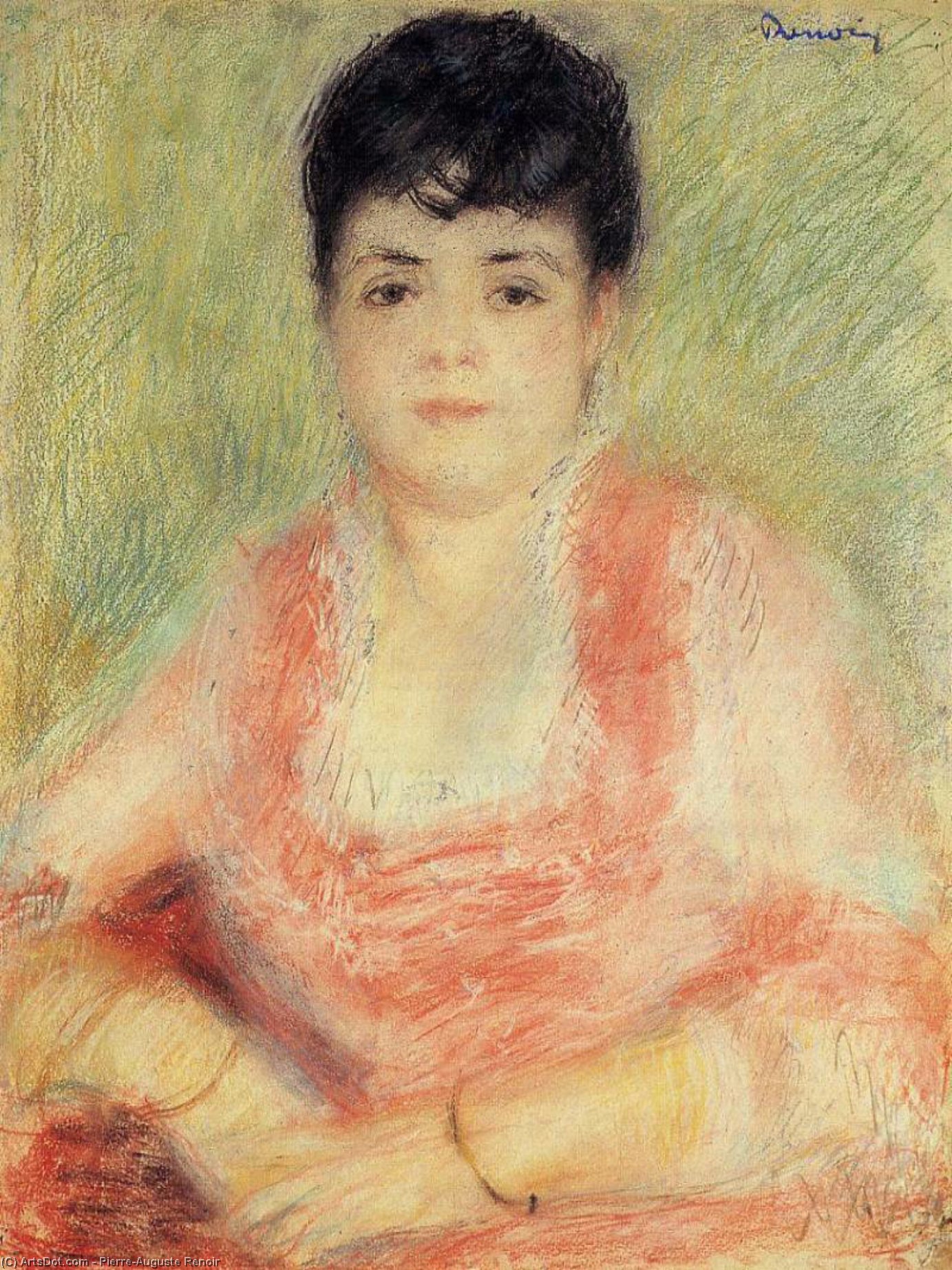 WikiOO.org - Енциклопедия за изящни изкуства - Живопис, Произведения на изкуството Pierre-Auguste Renoir - Portrait in a Pink Dress