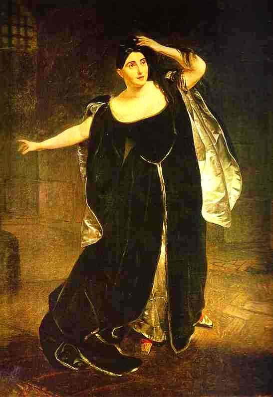 WikiOO.org - Енциклопедия за изящни изкуства - Живопис, Произведения на изкуството Karl Pavlovich Brulloff - Portrait of the Actress Juditta Pasta as Anne Boleyn