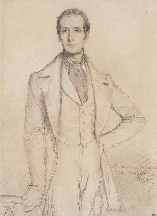 Wikioo.org - สารานุกรมวิจิตรศิลป์ - จิตรกรรม Théodore Chassériau - Portrait of Alphonse de Lamartine