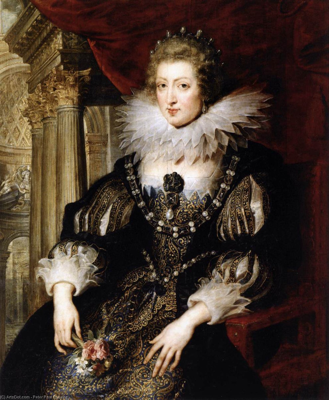 Wikioo.org - สารานุกรมวิจิตรศิลป์ - จิตรกรรม Peter Paul Rubens - Portrait of Anne of Austria