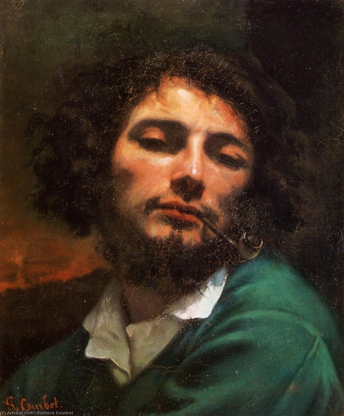 Wikioo.org - The Encyclopedia of Fine Arts - Painting, Artwork by Gustave Courbet - Portrait of the Artist (also known as Man with a Pipe)