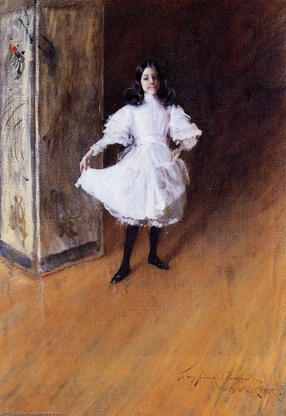 Wikioo.org - The Encyclopedia of Fine Arts - Painting, Artwork by William Merritt Chase - Portrait of the Artist's Daughter (Dorothy)