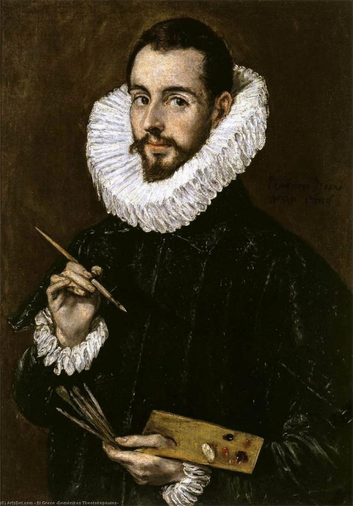 WikiOO.org - Енциклопедия за изящни изкуства - Живопис, Произведения на изкуството El Greco (Doménikos Theotokopoulos) - Portrait of the-Artist's son Jorge Manuel Theotokopoulos