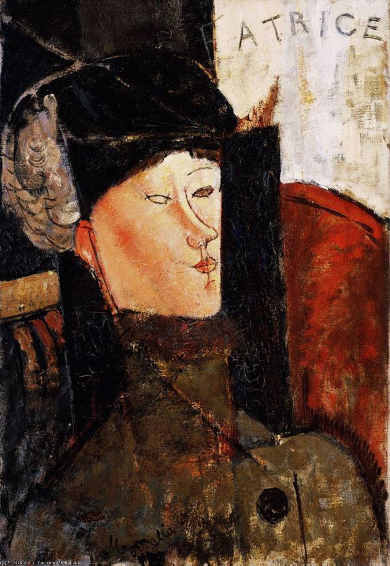 Wikioo.org - The Encyclopedia of Fine Arts - Painting, Artwork by Amedeo Modigliani - Portrait of Beatrice Hastings